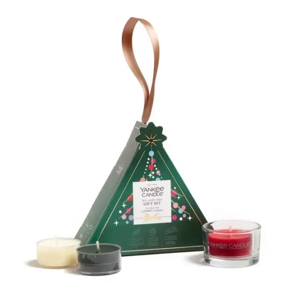 YANKEE CANDLE Vánoční dárková sada svícen + čajové svíčky 3 ks