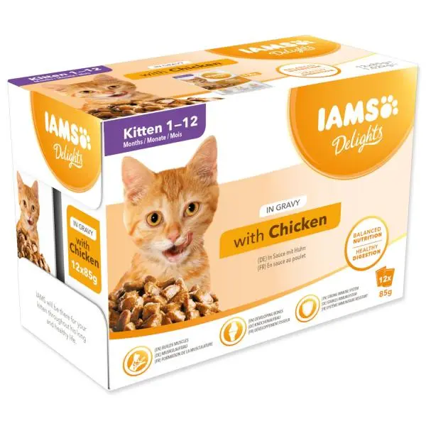 Kapsička IAMS KITTEN - multipack v omáčce 1020g (12x85gr)