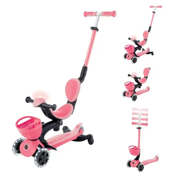 Globber koloběžka Go Up Baby lights 360 ° Coral Pink