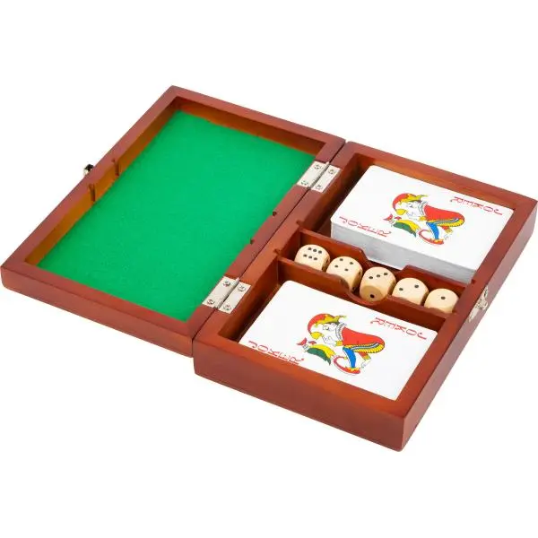 Společenské hry - Hrací kostky a karty v dřevěném boxu (Small foot)