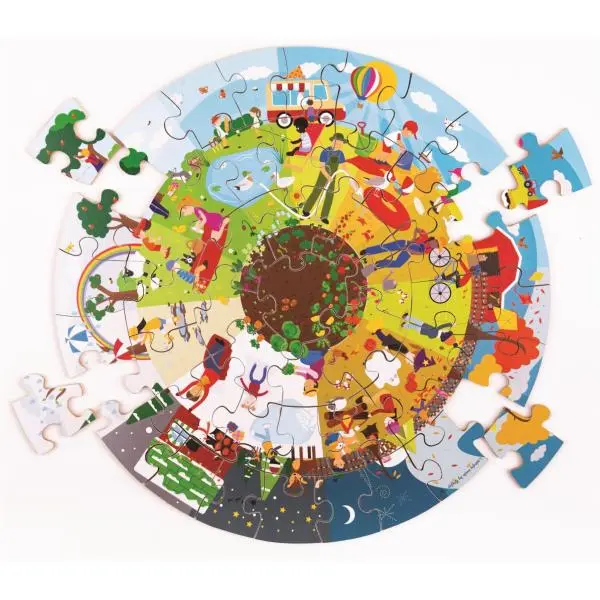 Bigjigs Toys Kulaté podlahové puzzle Čtyří roční období 50 dílků