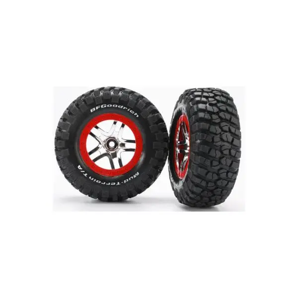 Traxxas kolo 2.2/3.0", disk SCT Split-Spoke stříbrný-červený, pneu KM2 S1 (2)