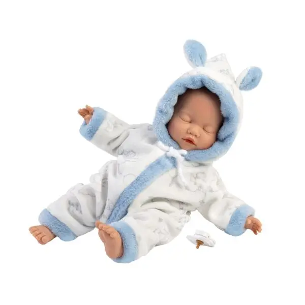 Llorens 63311 LITTLE BABY spící realistická panenka miminko s měkkým látkovým tělem 32 cm