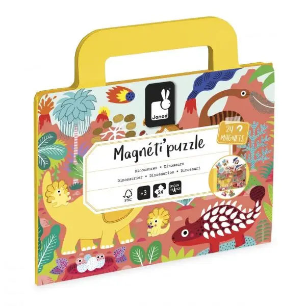 Janod Magnetipuzzle Dinosauři 24 ks ve tvaru kufříku