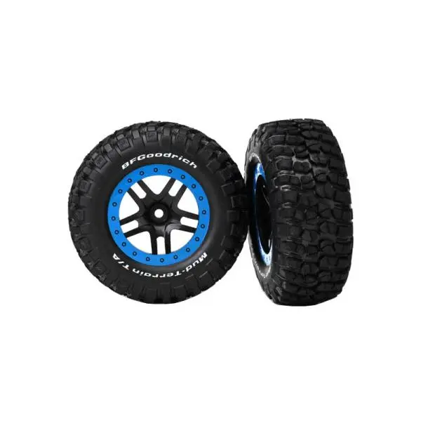 Traxxas kolo 2.2/3.0", disk SCT Split-Spoke černý-modrý, pneu KM2 (2) (2WD přední)