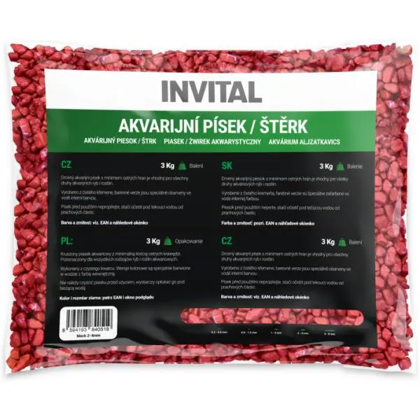 Akvarijní štěrk červený 4-8mm 3kg