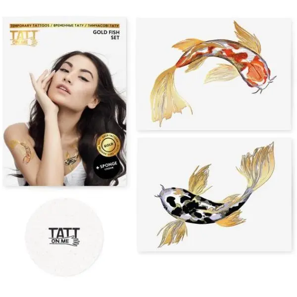 TATTonMe Metalické tetovačky pre ženy Ryby sada Gold