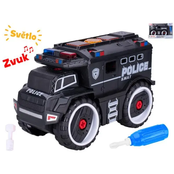 Auto policejní šroubovací 24cm na baterie se světlem a zvukem