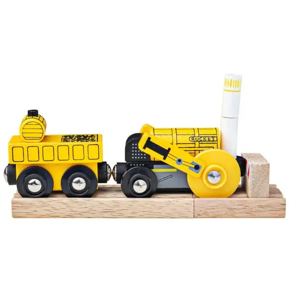 Bigjigs Rail Replika historické lokomotivy Rocket + 2 koleje