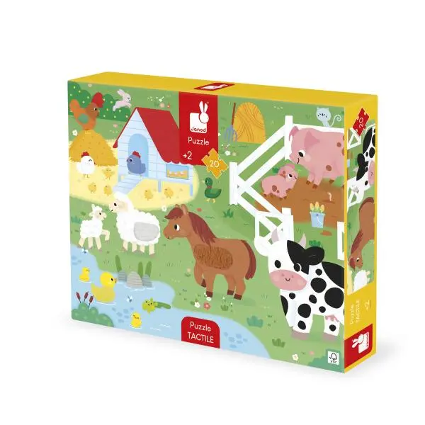 Janod Puzzle dotykové senzorické Farma s různými povrchy 20 ks