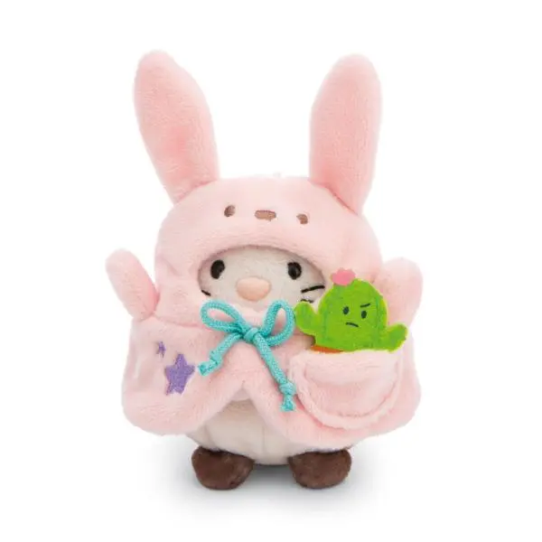 NICI plyš MyMochi Kočička Angy 8cm v kostýmu zajíčka a kaktusem,set dárkové balení 8,5x6,5x10cm