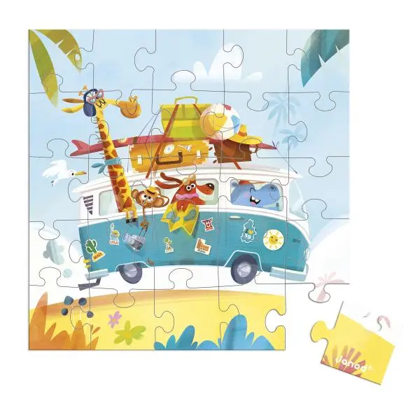 Janod Blahopřání k narozeninám s puzzle Na cestách