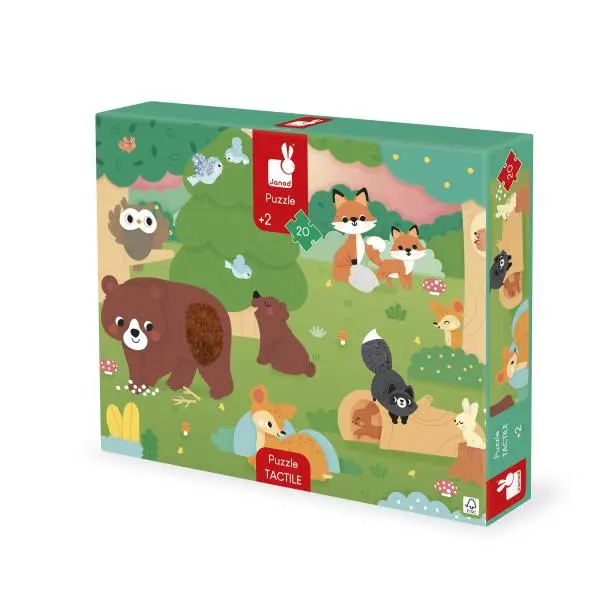 Janod Puzzle dotykové senzorické Les s různými povrchy 20 ks