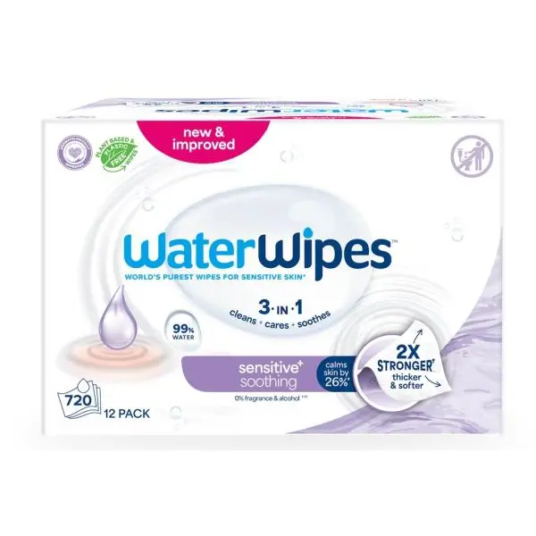 12X WATERWIPES Ubrousky vlhčené Soothing clean 3in1 60 ks (720 ks)