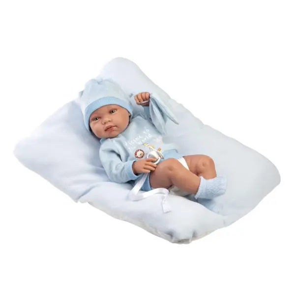 Llorens 84345 NEW BORN CHLAPEČEK - realistická panenka miminko s celovinylovým tělem