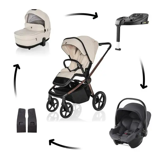 ZOPA Kočárek Move Cross 5X + autosedačka Baby-Safe Core + Baby-Safe Core Base - Quartz Beige