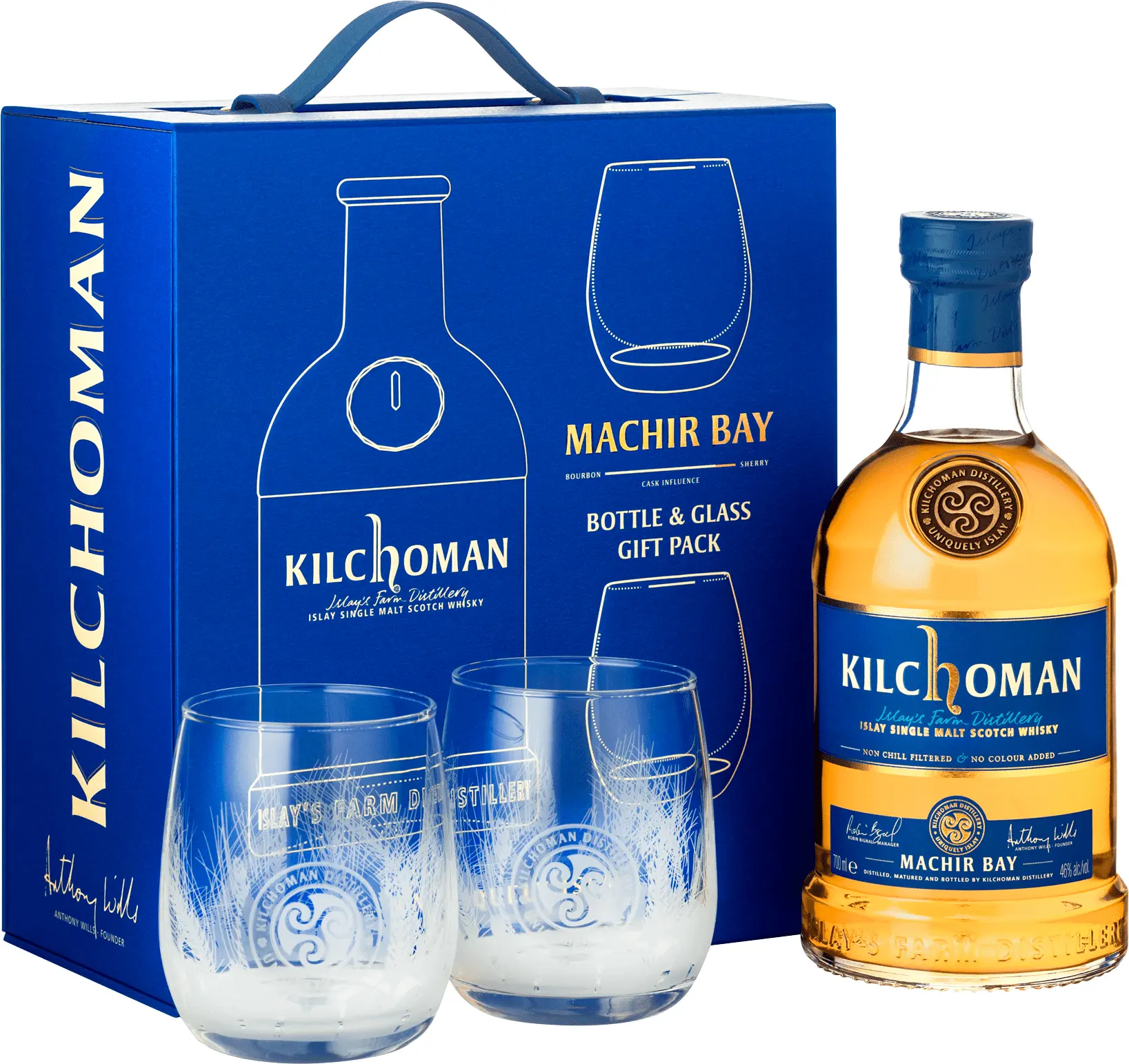 Kilchoman Machir Bay se 2 sklenicemi 46% 0,7l