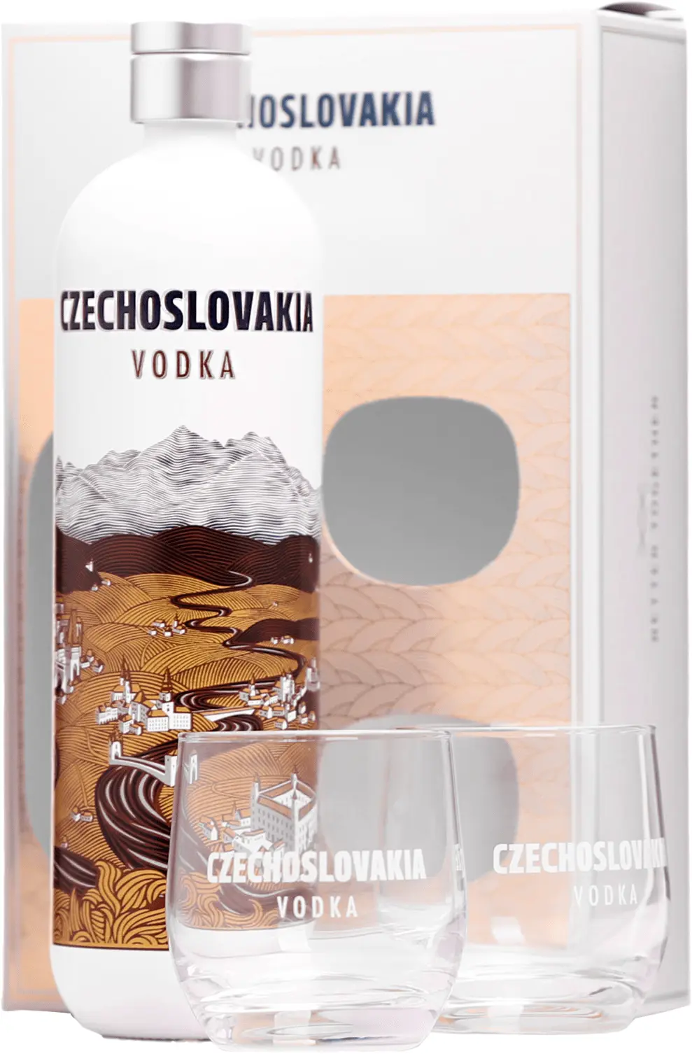 Czechoslovakia Vodka se 2 sklenicemi 40% 0,7l (darčekové balenie 2 poháre)