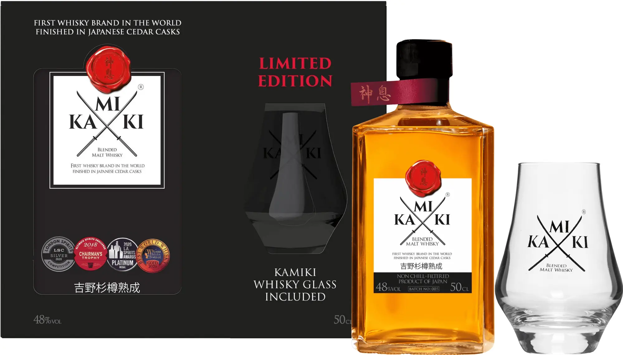 Kamiki Whisky se sklenicí 48% 0,5l