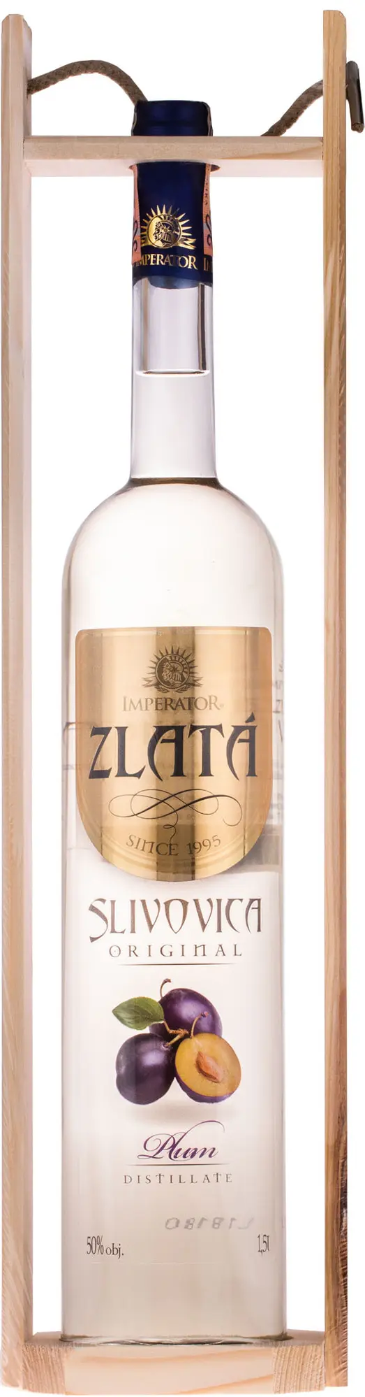 Imperátor Slivovice Zlatá 1,5l 50% (dárkové balení kazeta)