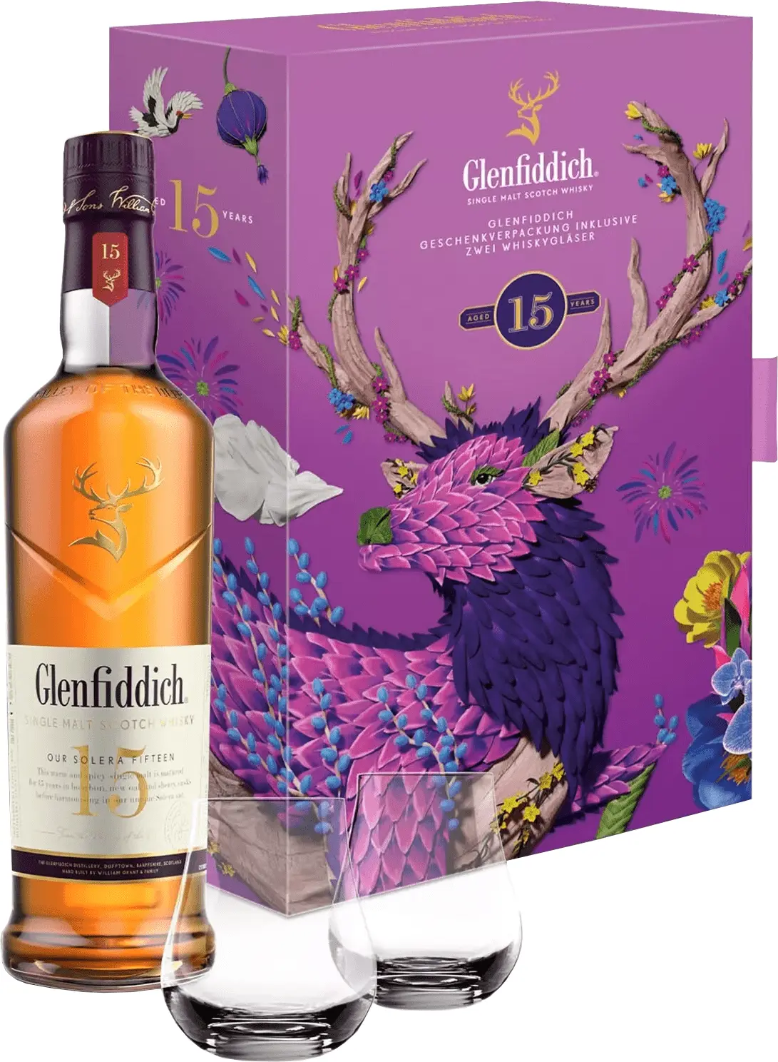 Glenfiddich 15 letá Solera + 2 sklenice 40% 0,7l