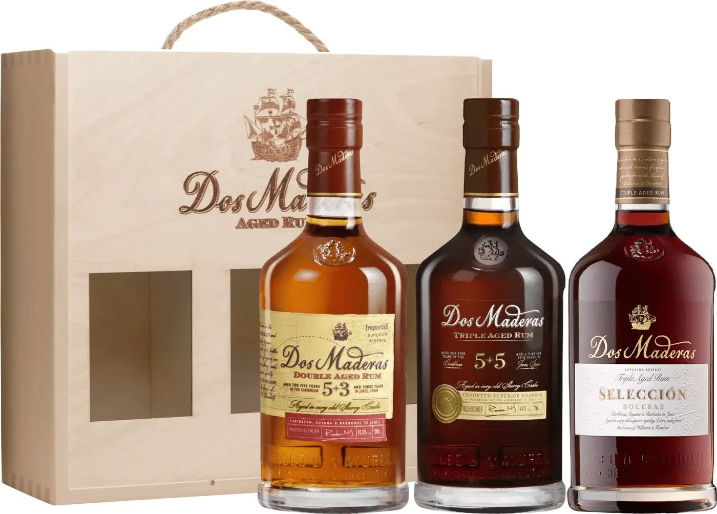 Dos Maderas Rum Collection II. 2,1l (set 1 x 0.7 l, 1 x 0.7 l, 1 x 0.7 l)