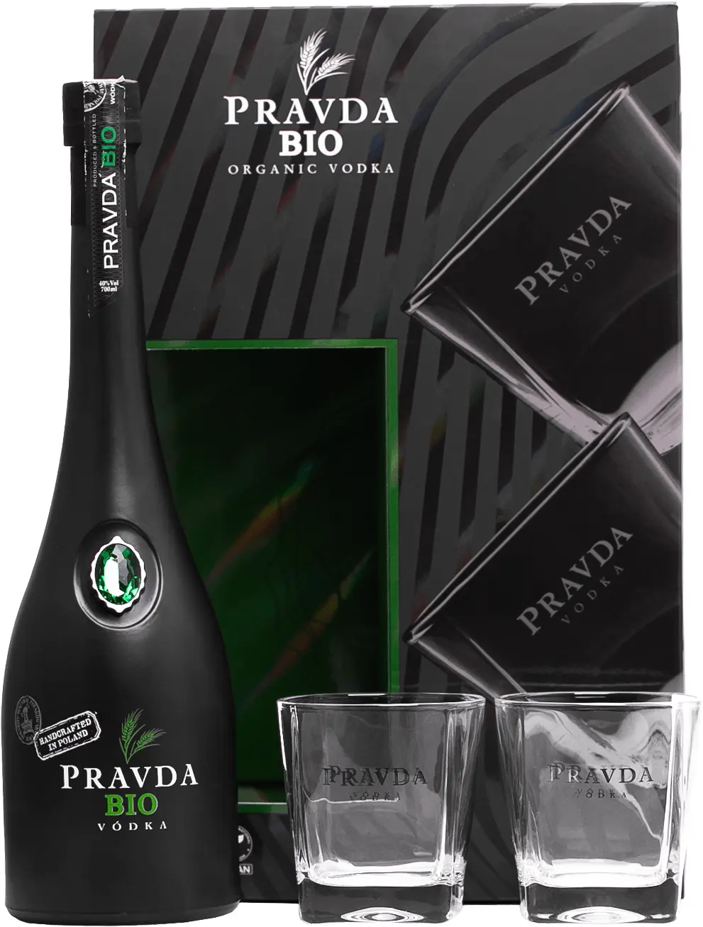 Pravda Bio Organic Vodka se 2 sklenicemi 40% 0,7l (darčekové balenie 2 poháre)