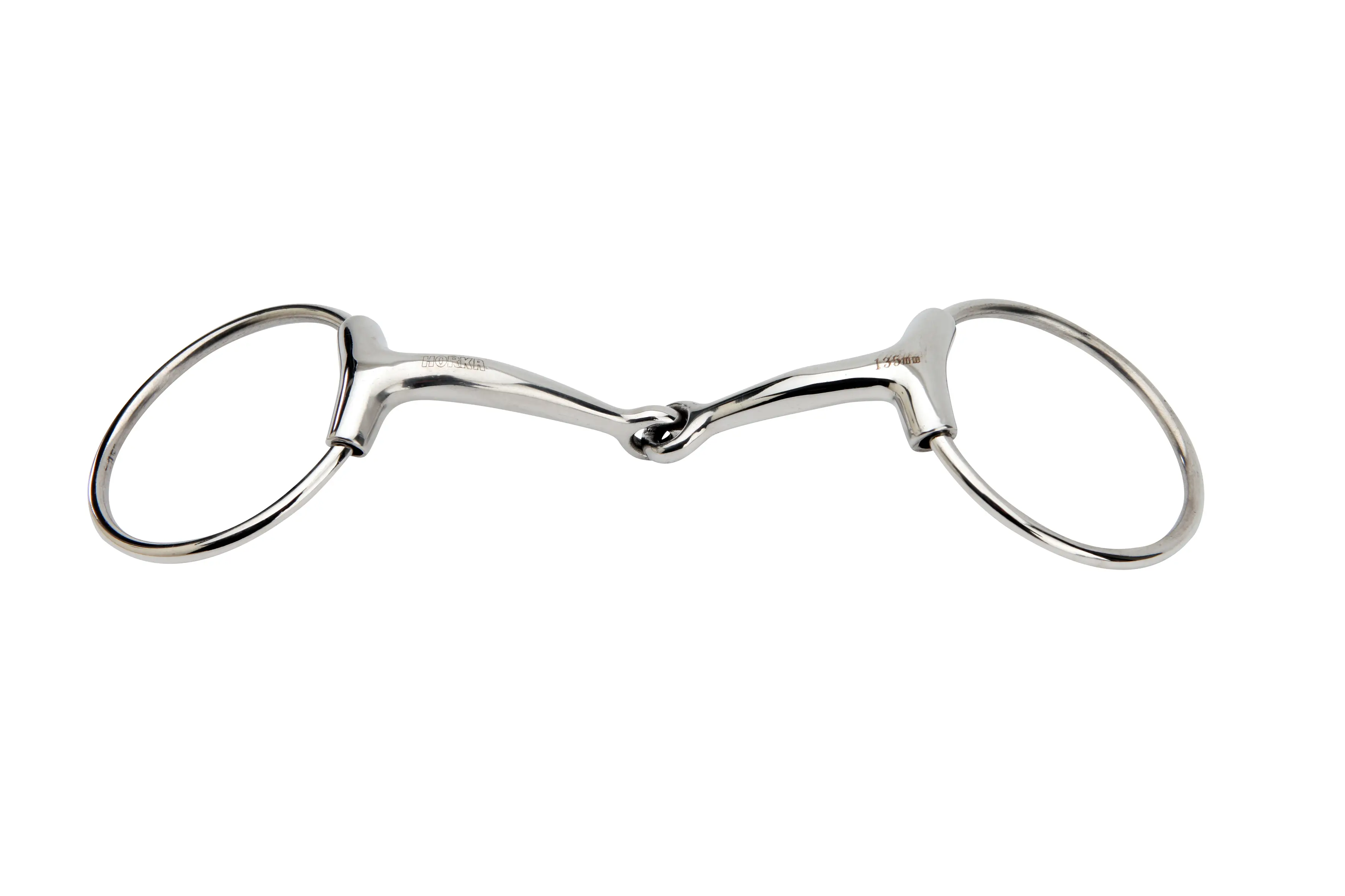 1x lomené plné stihlové udidlo Horka z nerezu 14 mm