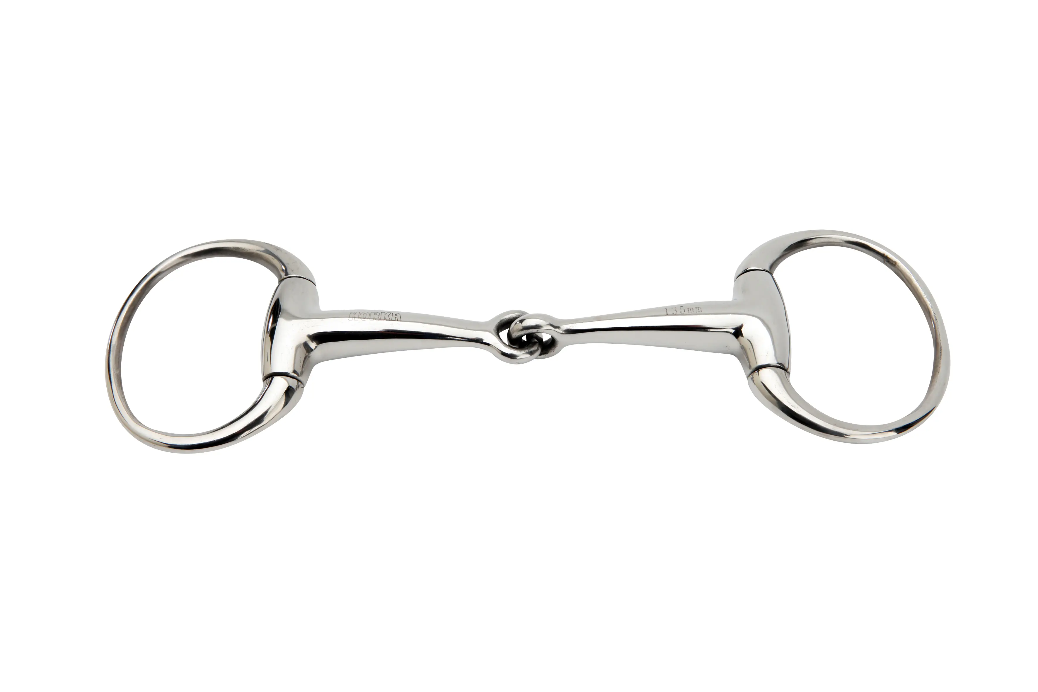1x lomené plné olivové udidlo Horka z nerezu 18 mm