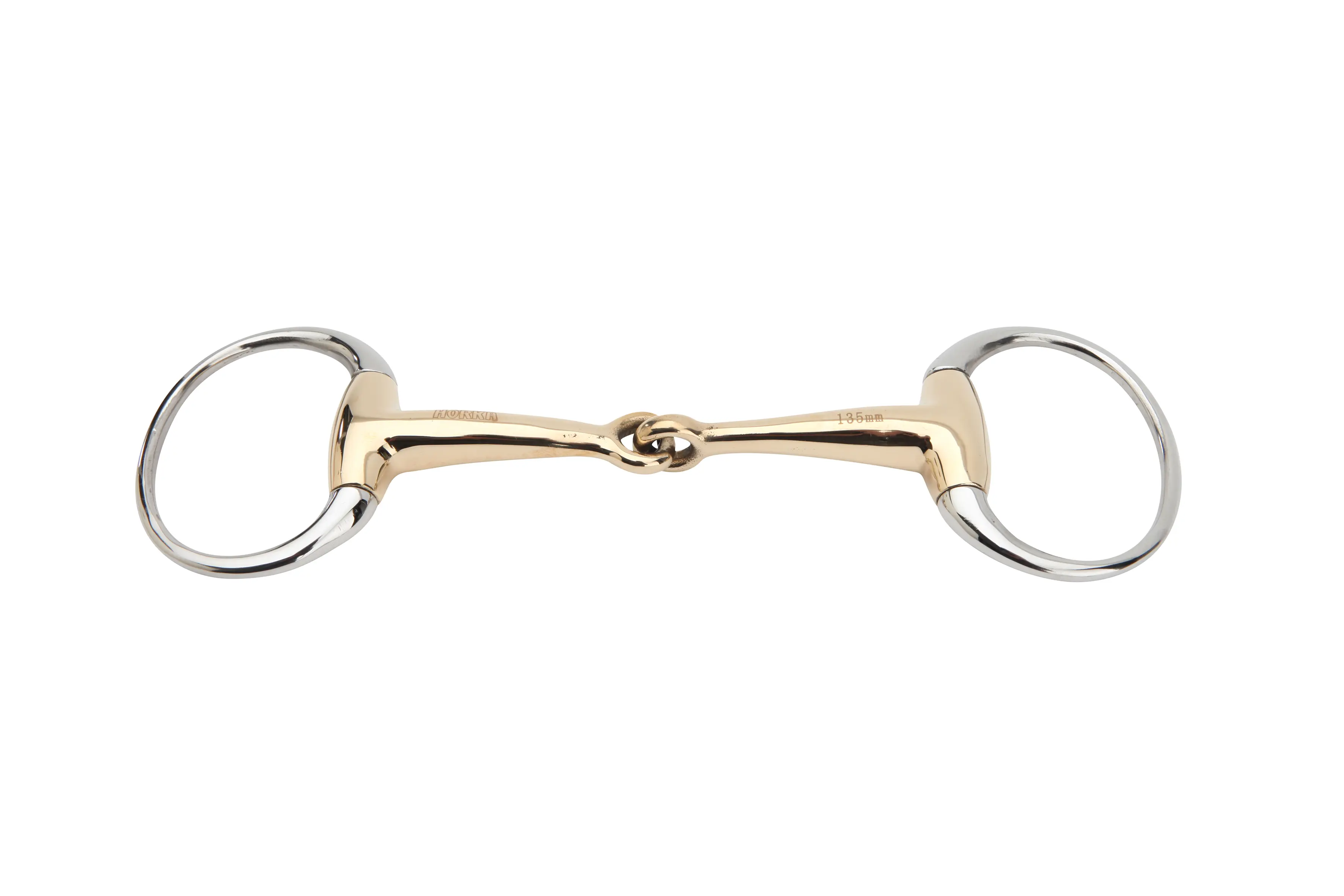 1x lomené plné olivové udidlo Horka Gold Brass 18 mm
