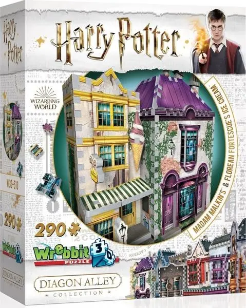 Wrebbit 3D puzzle Harry Potter Madam Malkinová Oděvy pro každou příležitost a Zmrzlinářství Florea 290 ks