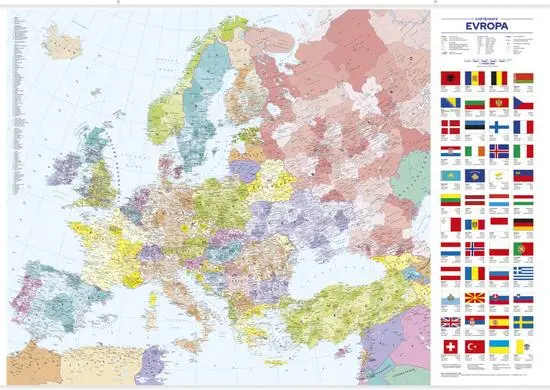 Evropa - administrativní mapa nástěnná