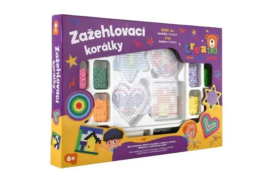Created Zažehlovací korálky - 3000 ks + 4 podložky s doplňky