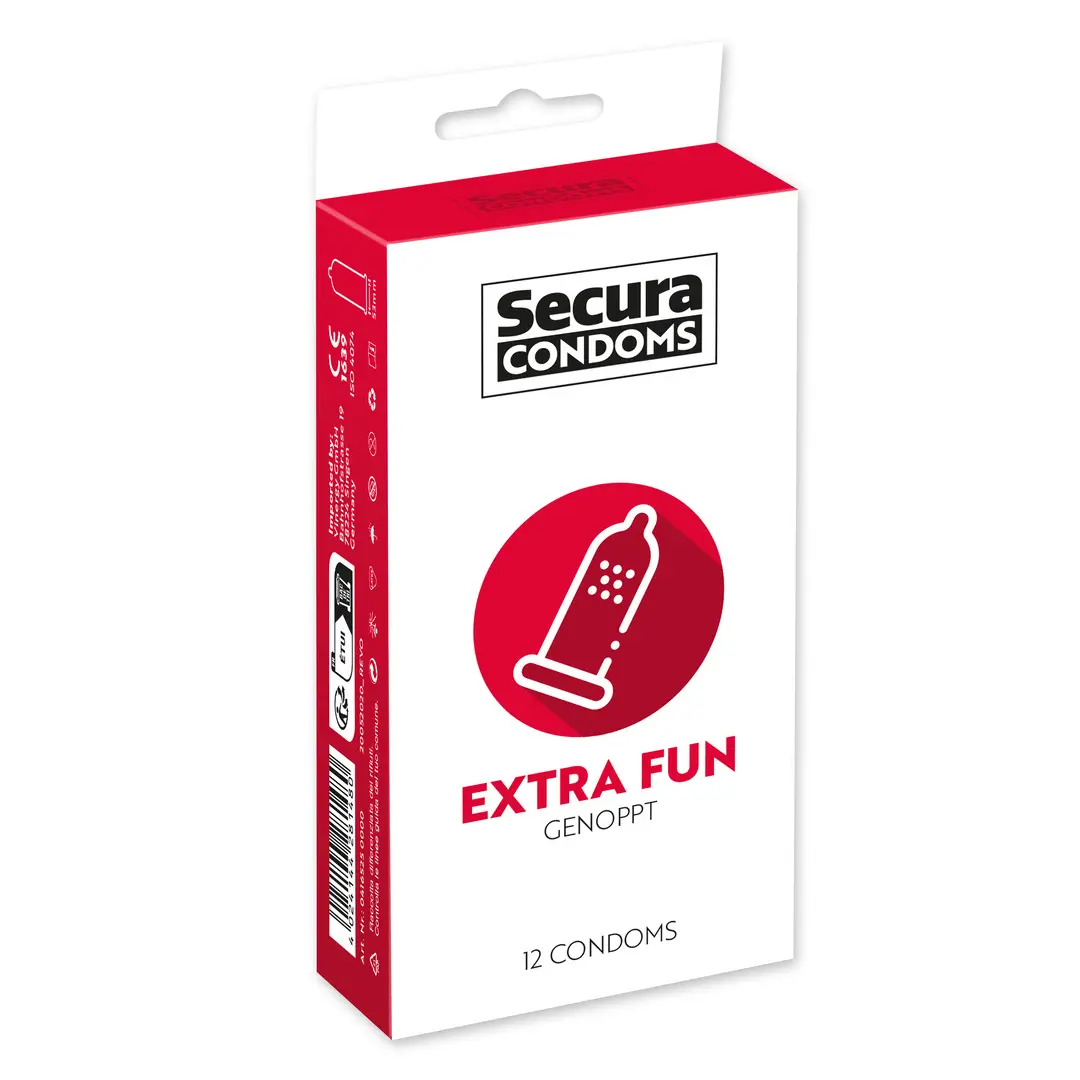 Secura Extra Fun - vroubkovaný kondom - 53mm - 12 kusů
