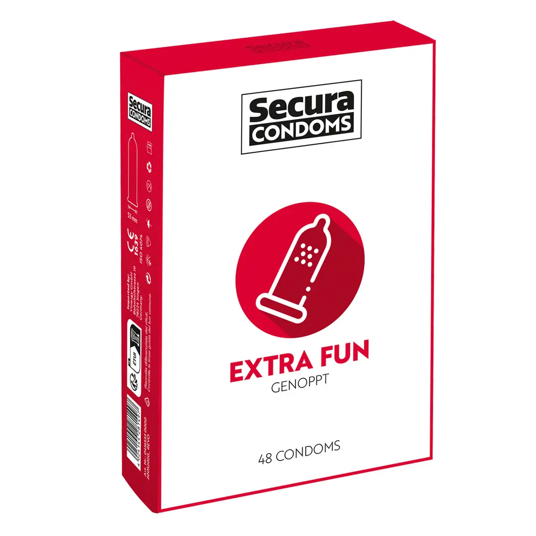 Vroubkované kondomy Secura Extra Fun, 48 ks