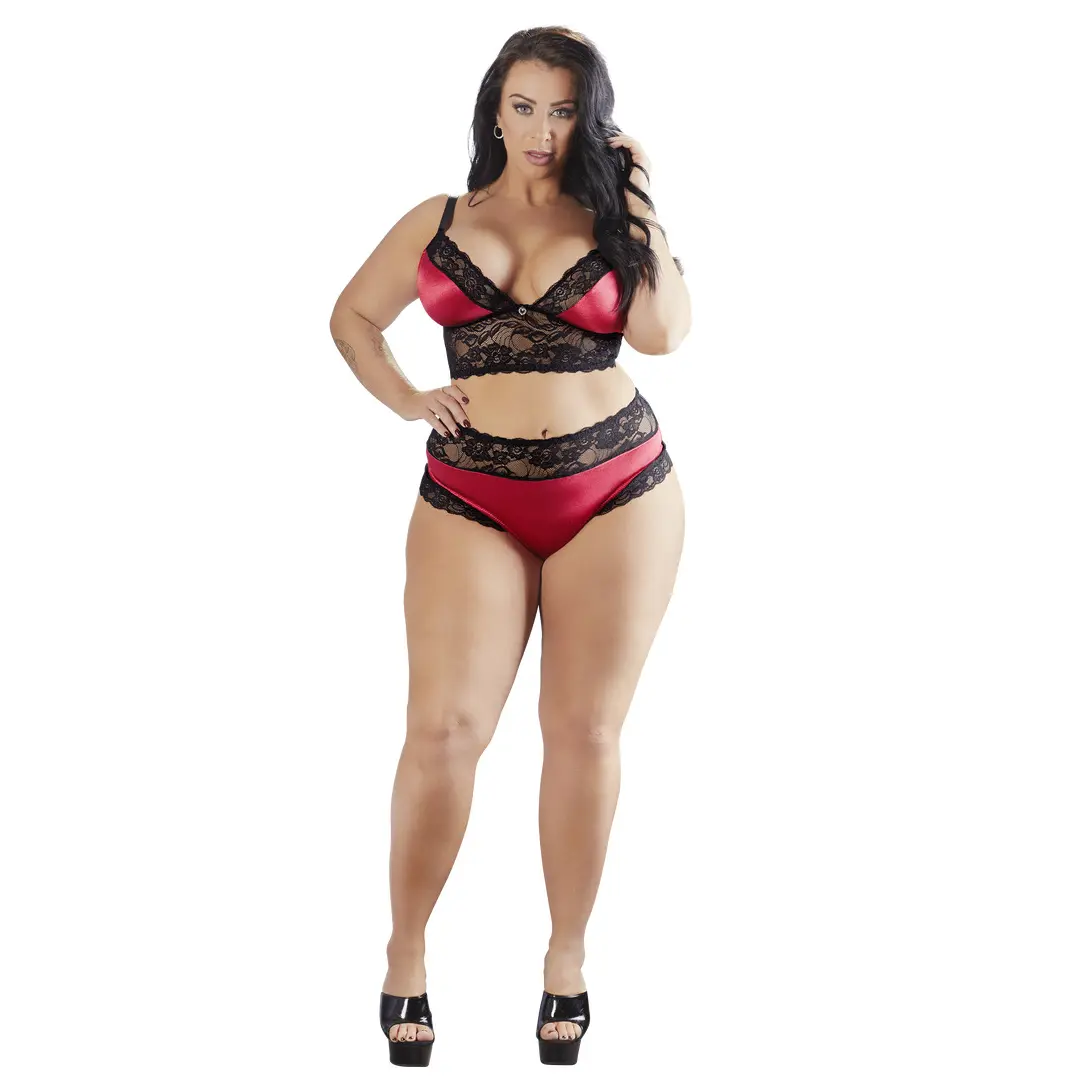 Cottelli Collection Plus Bra Set black/red