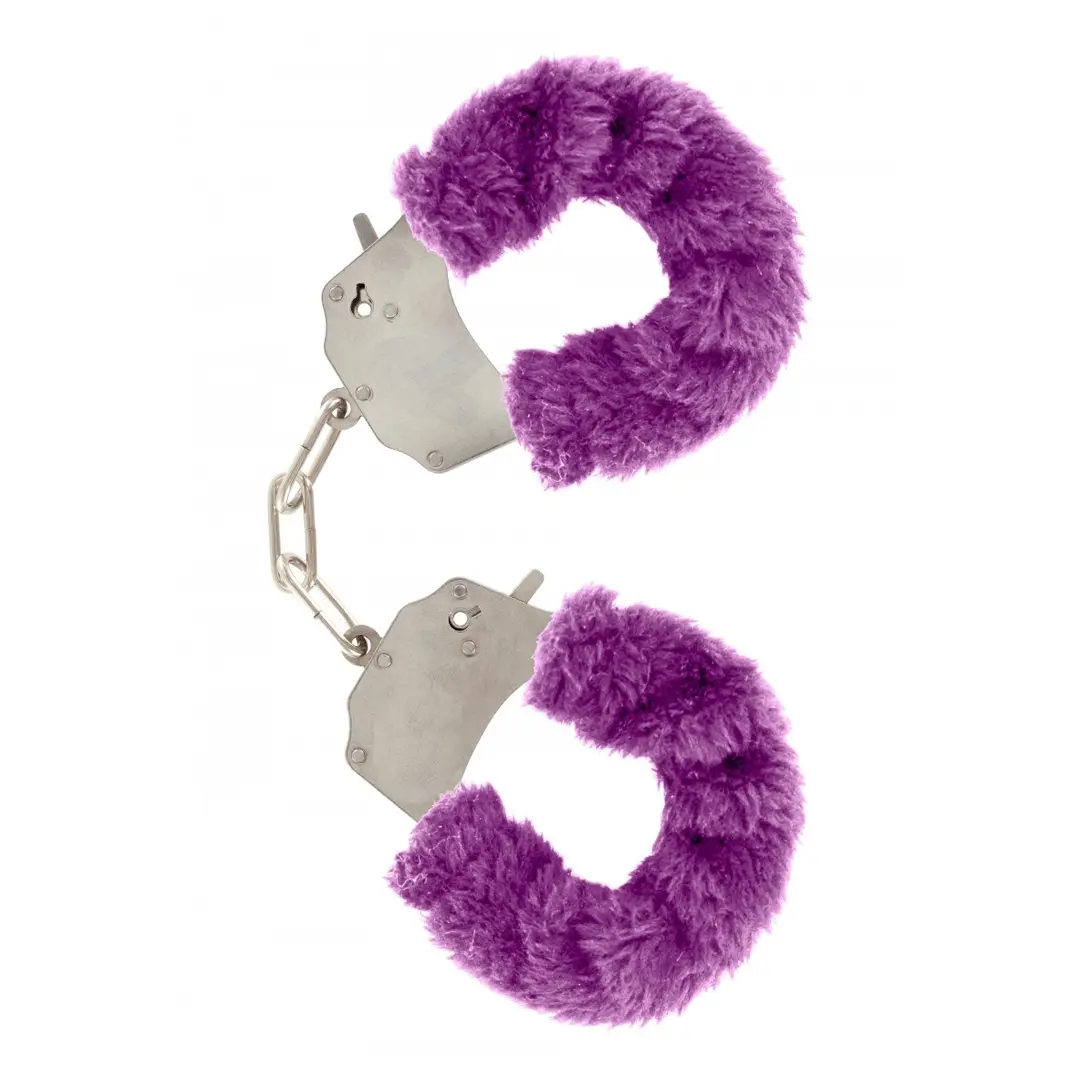 Kovová pouta na ruce s plyšovým kožíškem Furry Fun Cuffs, fialová