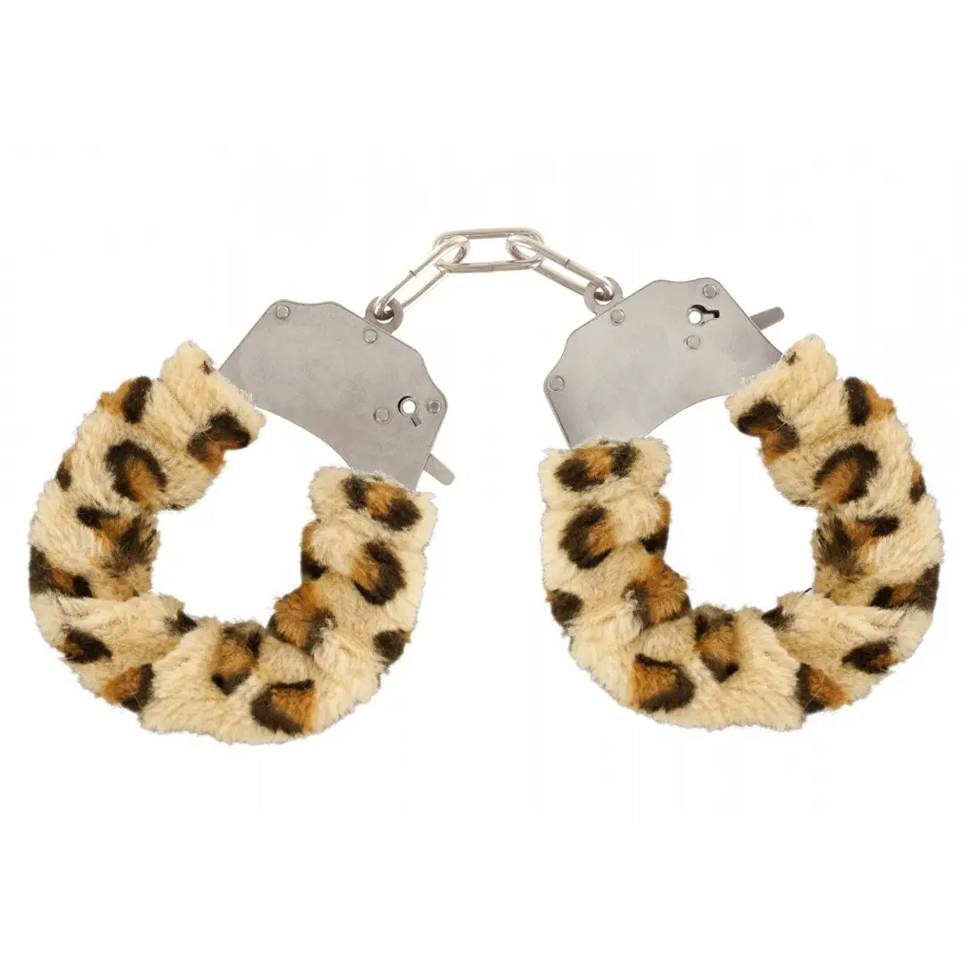 Toyjoy Furry Fun Cuffs plyšová kovová pouta | Leopard