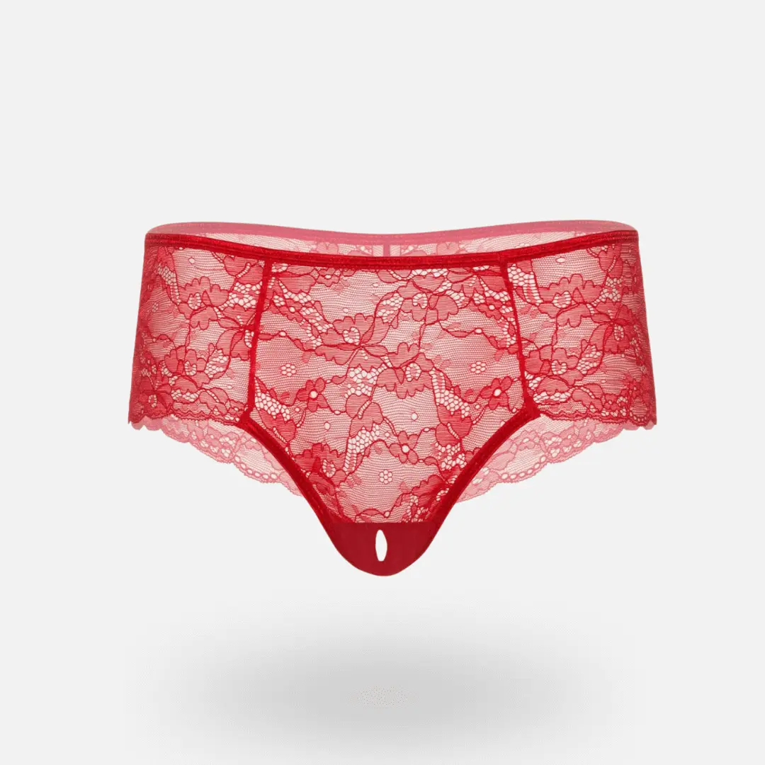 Daring Intimates Ella Crotchless Cheeky Panty kalhotky s otvorem | červená