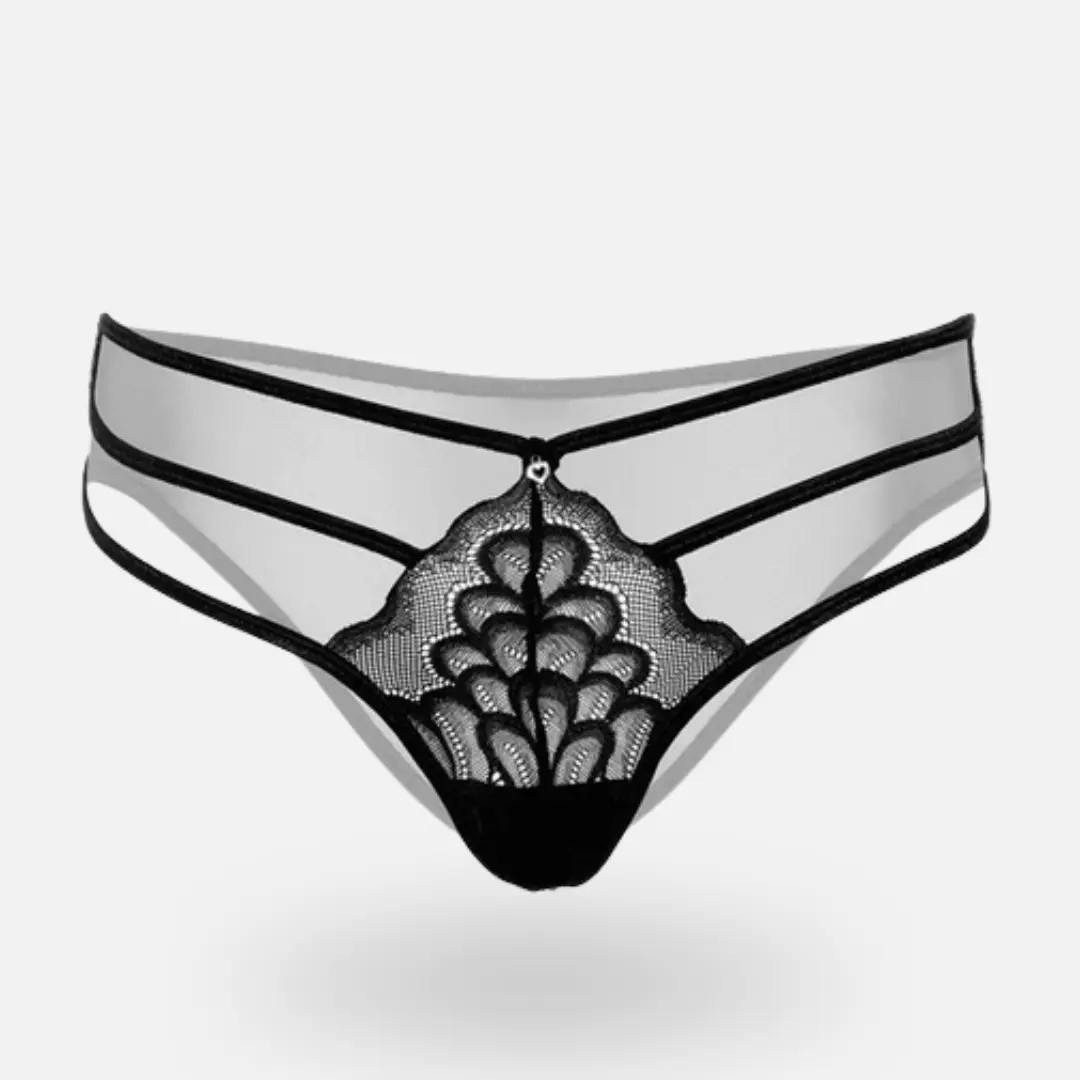 Daring Intimates Krajkové kalhotky se šperkem a úzkými pásky | černá