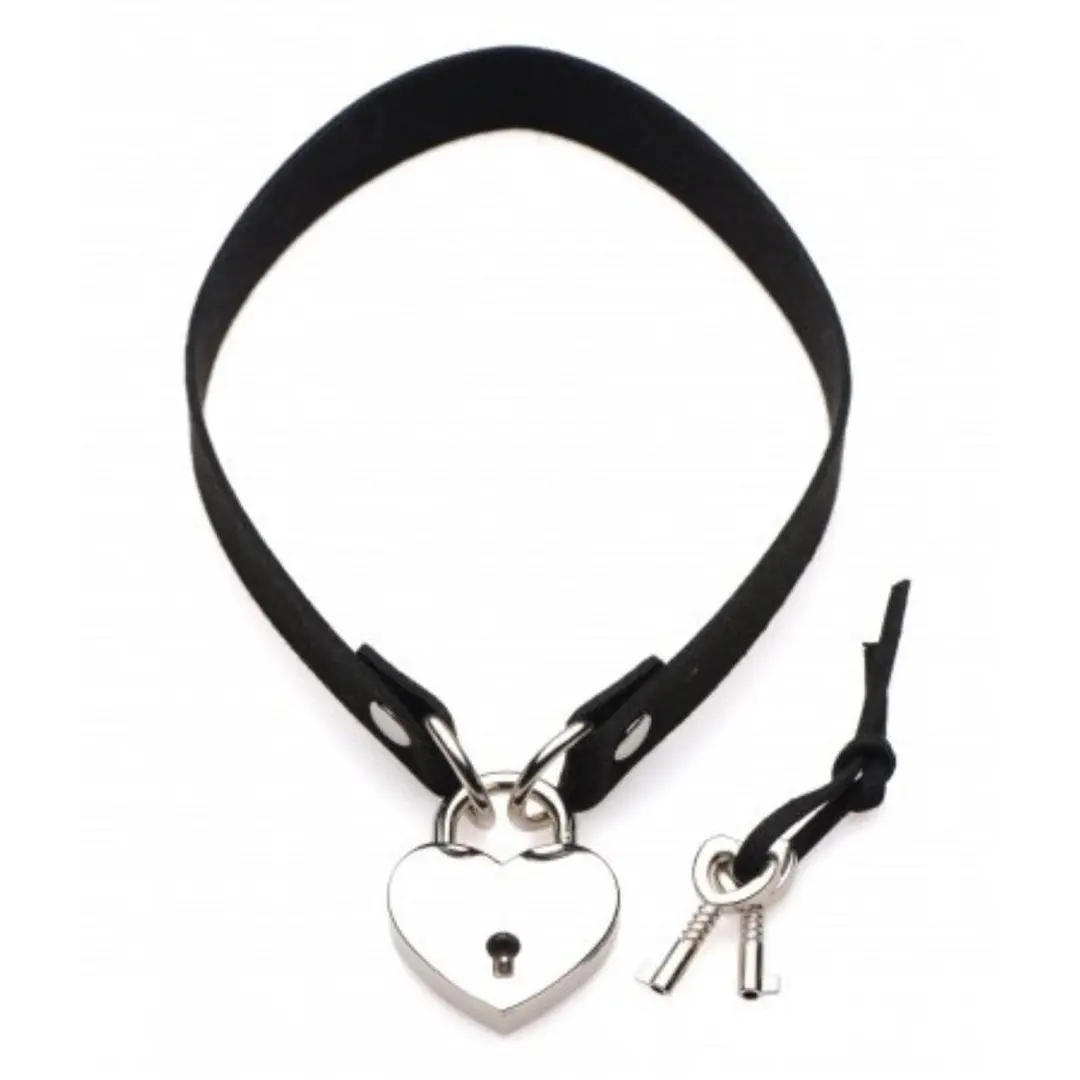 Master Series Lock-It Heart choker Obojek se zámkem ve tvaru srdce