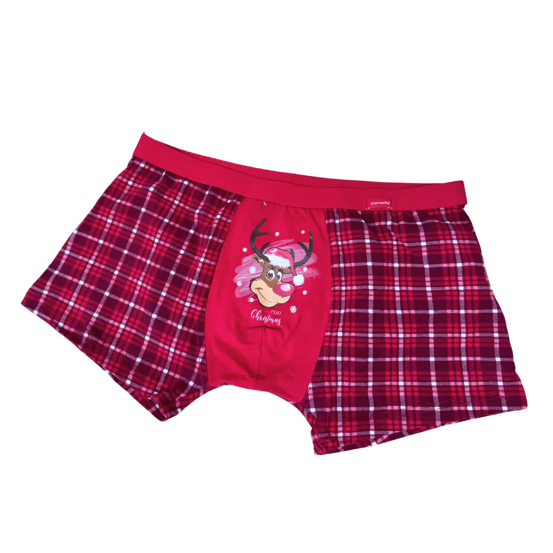 Cornette Červené boxerky pro muže s vánoční tématikou soba M