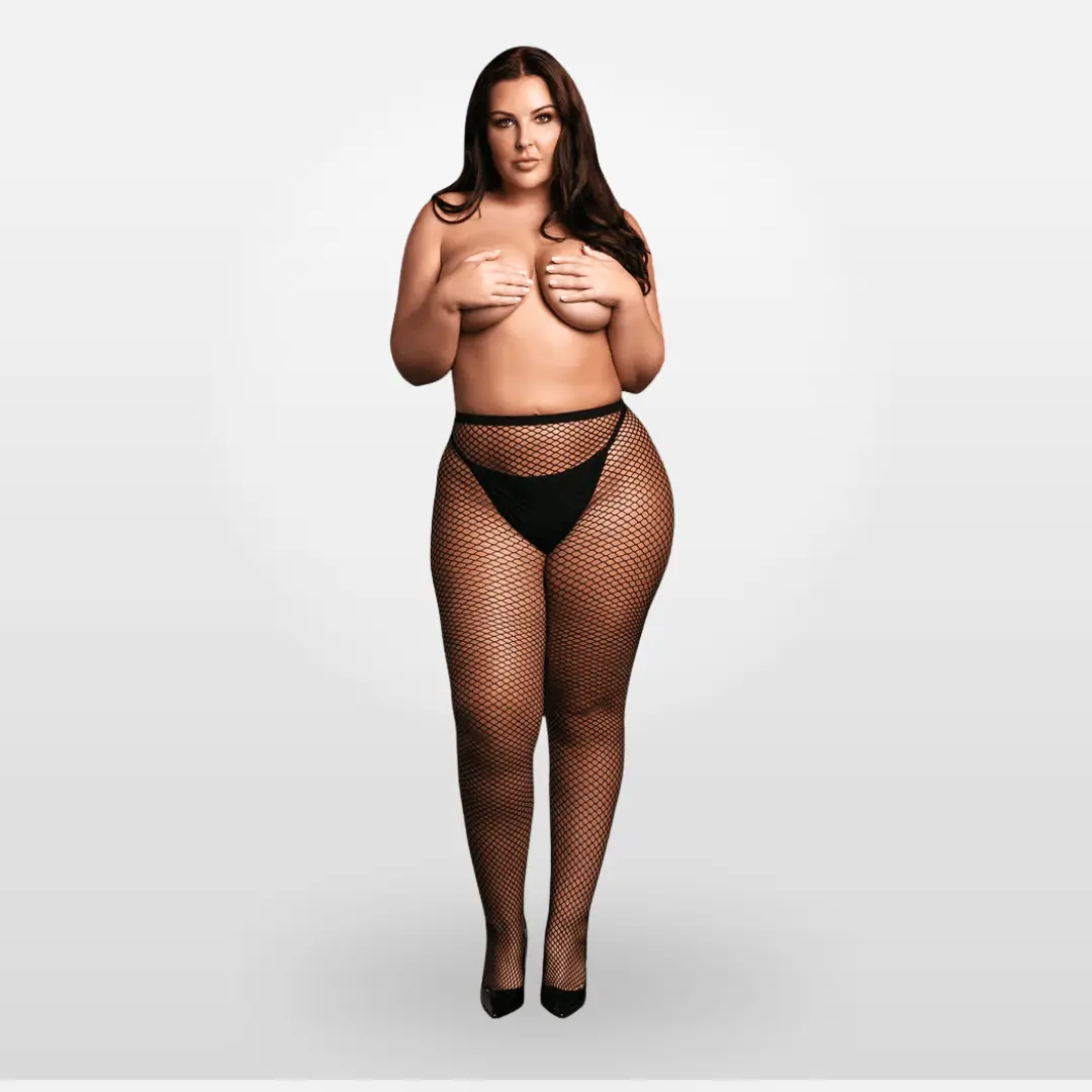 Le Désir černé síťované punčocháče plus size XL - 4 XL