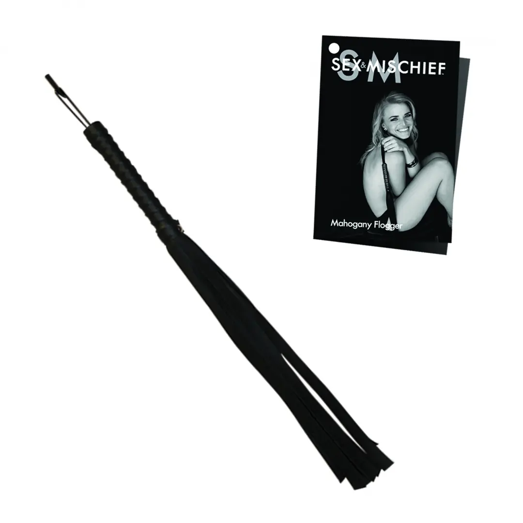 S&M Black Faux Leather Flogger 61cm