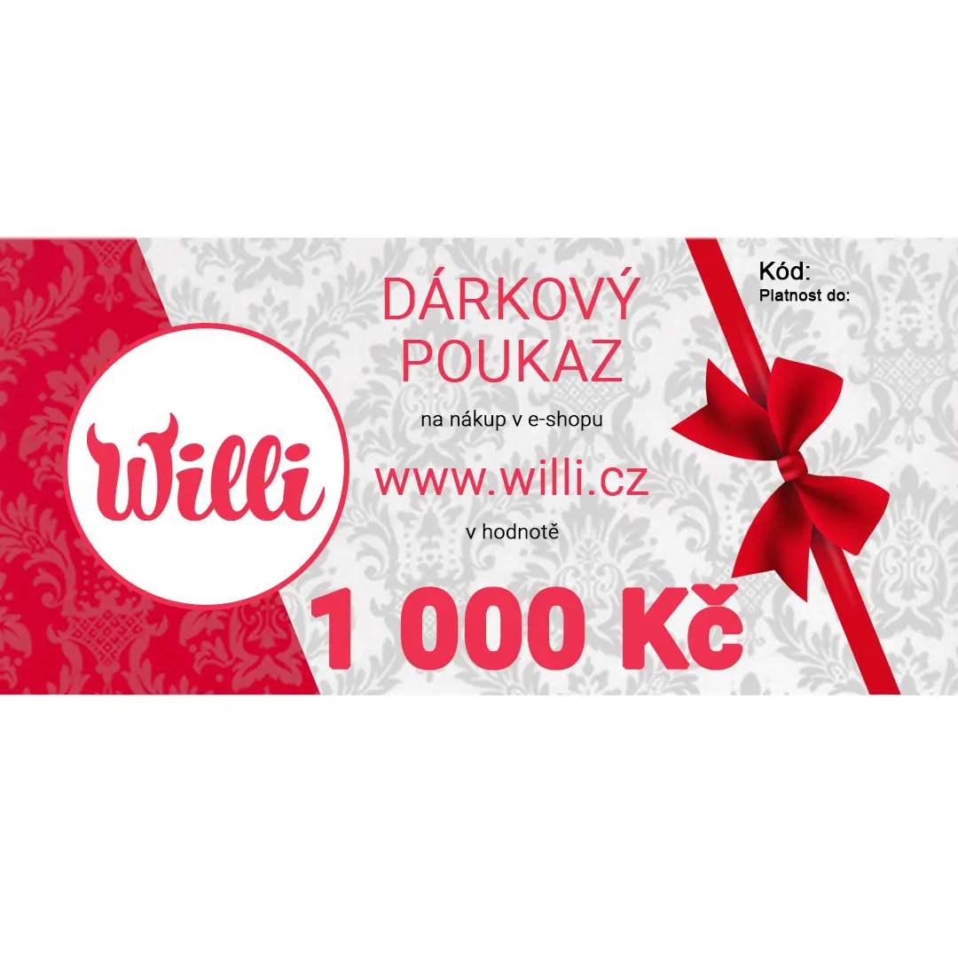 Willi Dárkový poukaz na nákup v e-shopu willi.cz v hodnotě 1 000 Kč