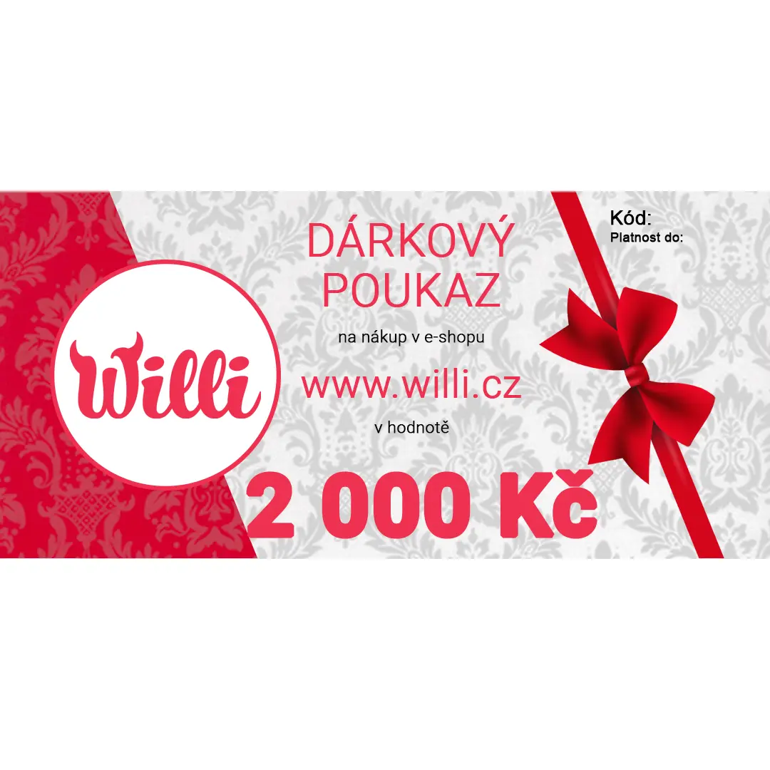 Willi Dárkový poukaz na nákup v e-shopu willi.cz v hodnotě 2 000 Kč