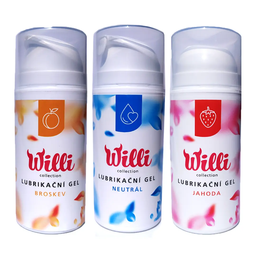 Willi Lubrikační gely set 3 různých gelů na vodní bázi 3x 100ml