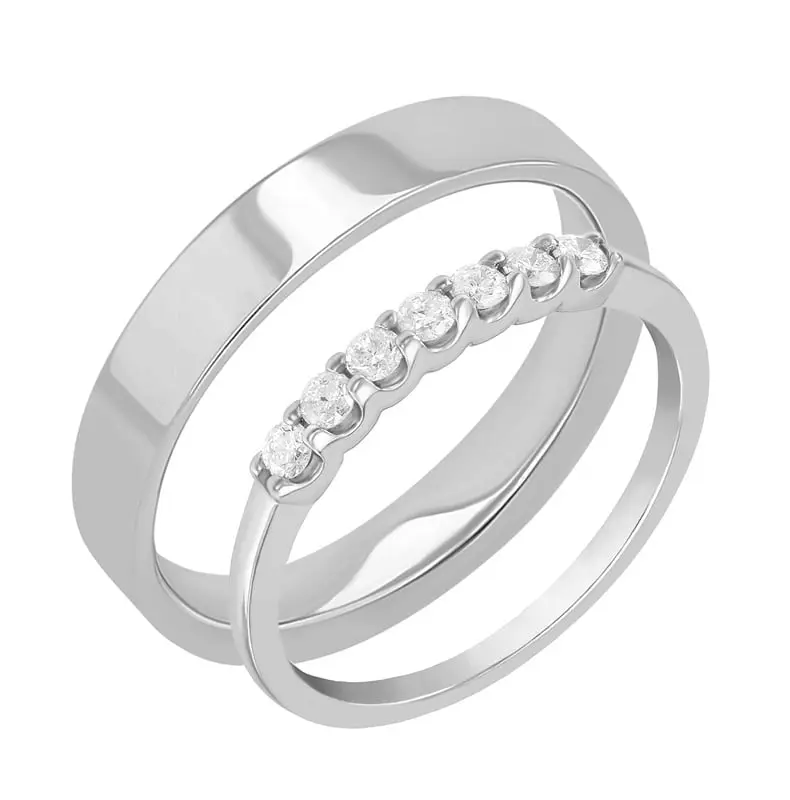 Eternity prsten s lab-grown diamanty a pánský plochý prsten Rexanne