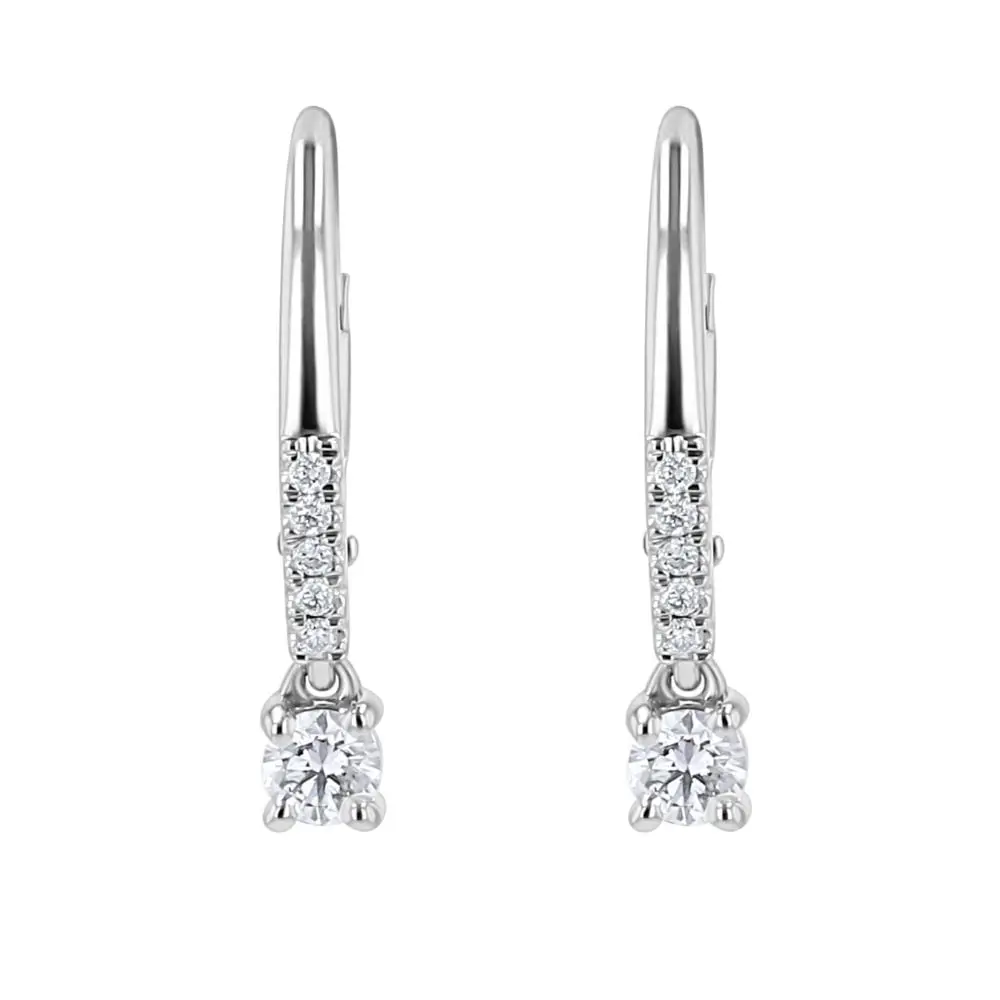 Stříbrné visací náušnice s 0.1ct lab-grown diamantem Noor