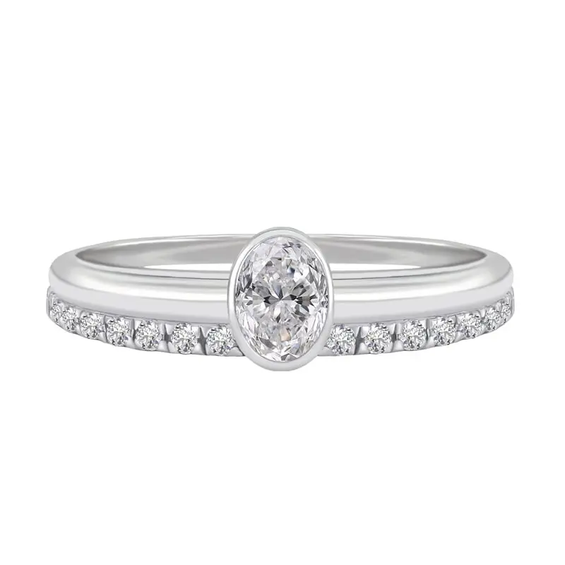 Zlatý zásnubní set prstenů s oválným diamantem Iline